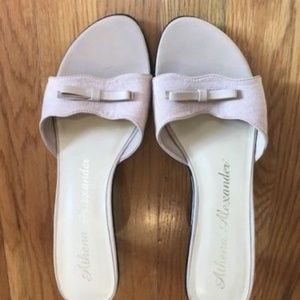Athena Alexander pink kitten heel slides, bows, 10